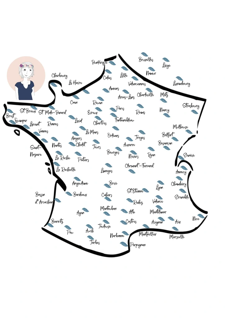 Carte de France des villes où nous proposons nos ateliers bien-être en entreprise